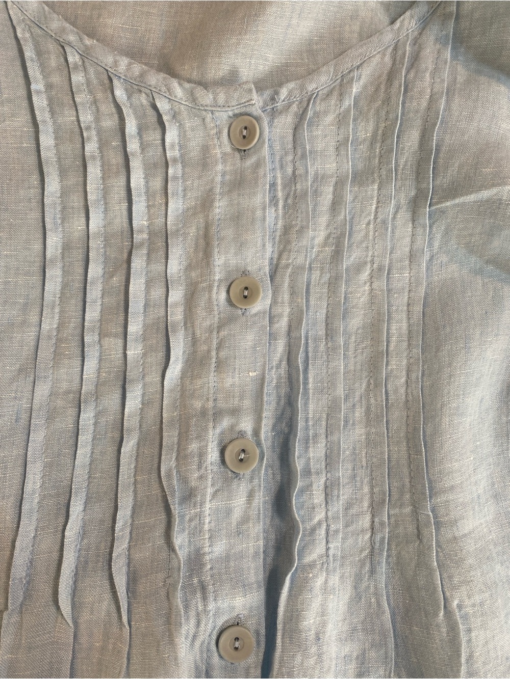 Flax 100% Linen Light Blue Pintuck Tunic - Picture 3 of 6